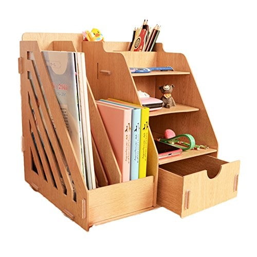 MineDecor Wood Desk Organizer Drawer Trays Office Desktop Organizers
