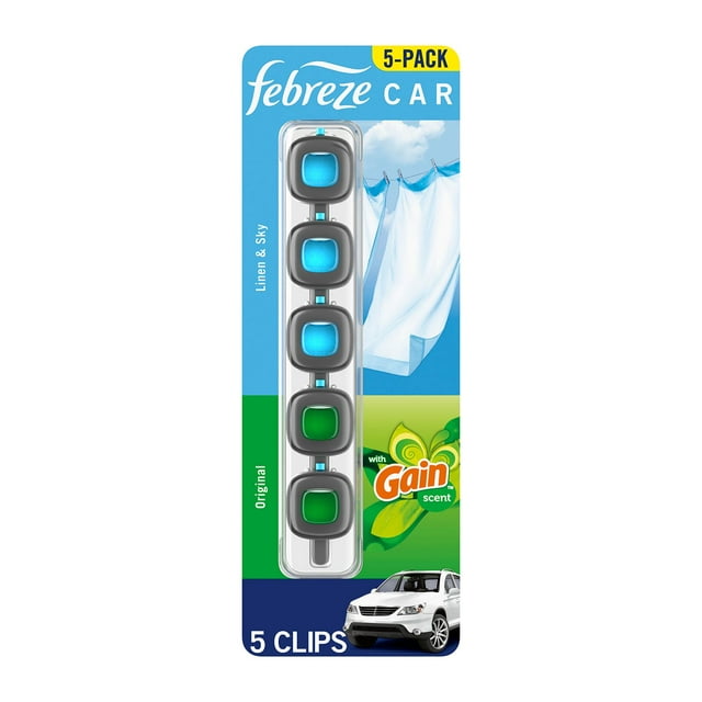 Febreze Car Air Freshener Vent Clips – Choose Scent (5 Clips + Storage Case)-With Paper Towel By OMA