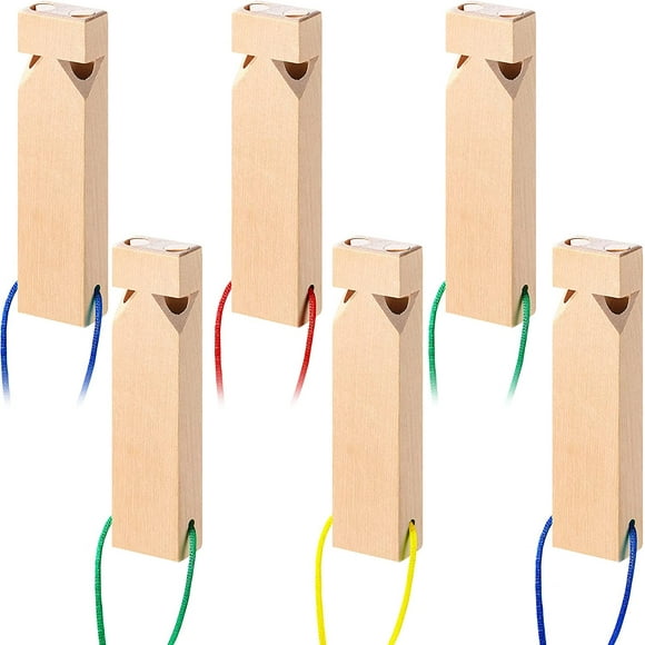 6 Pieces Solid Wooden Train Whistles Role Play Lover Wood Whistle Toys