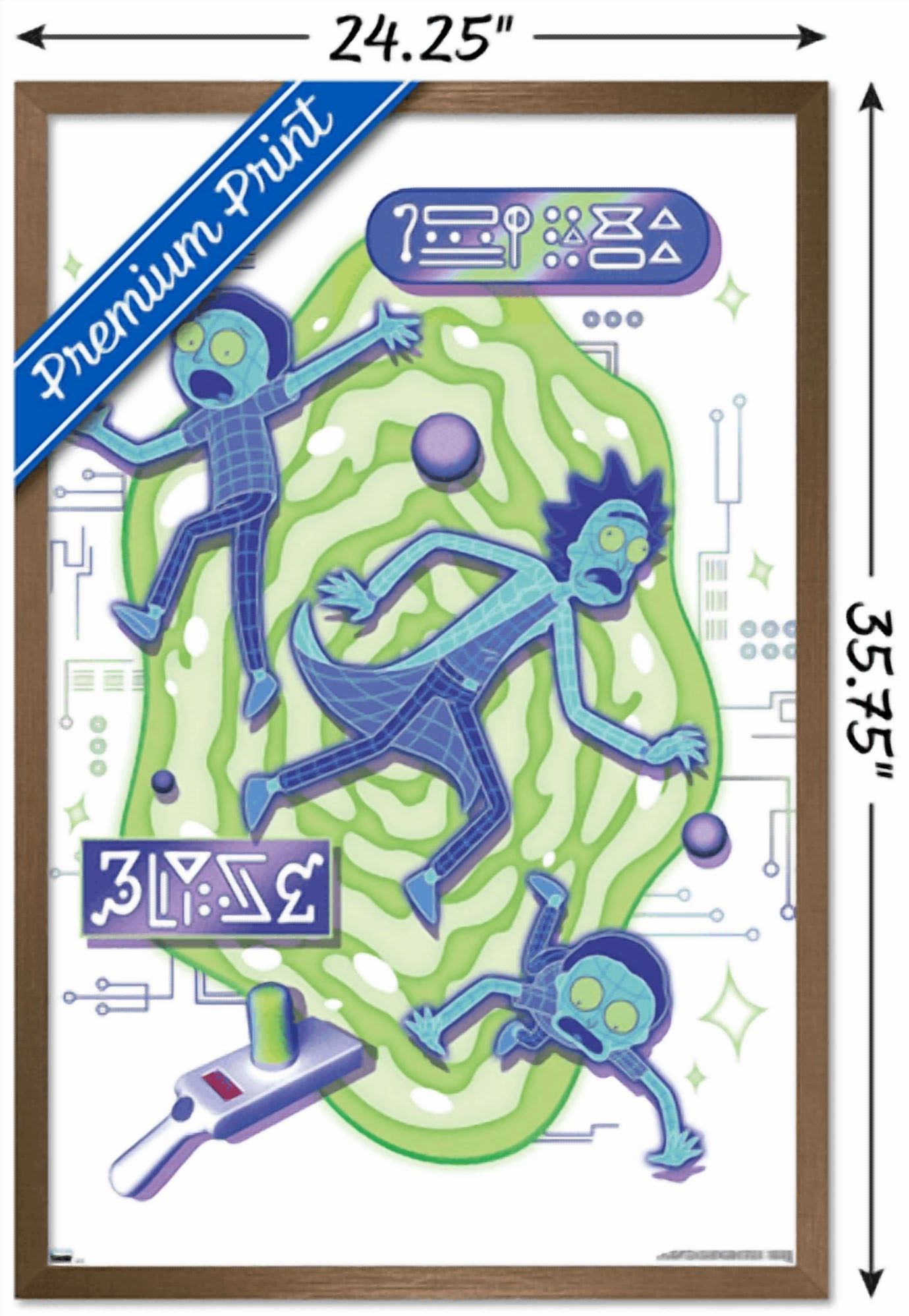 Rick and Morty - Portal Vaporick Wall Poster, 22.375" x 34" Framed