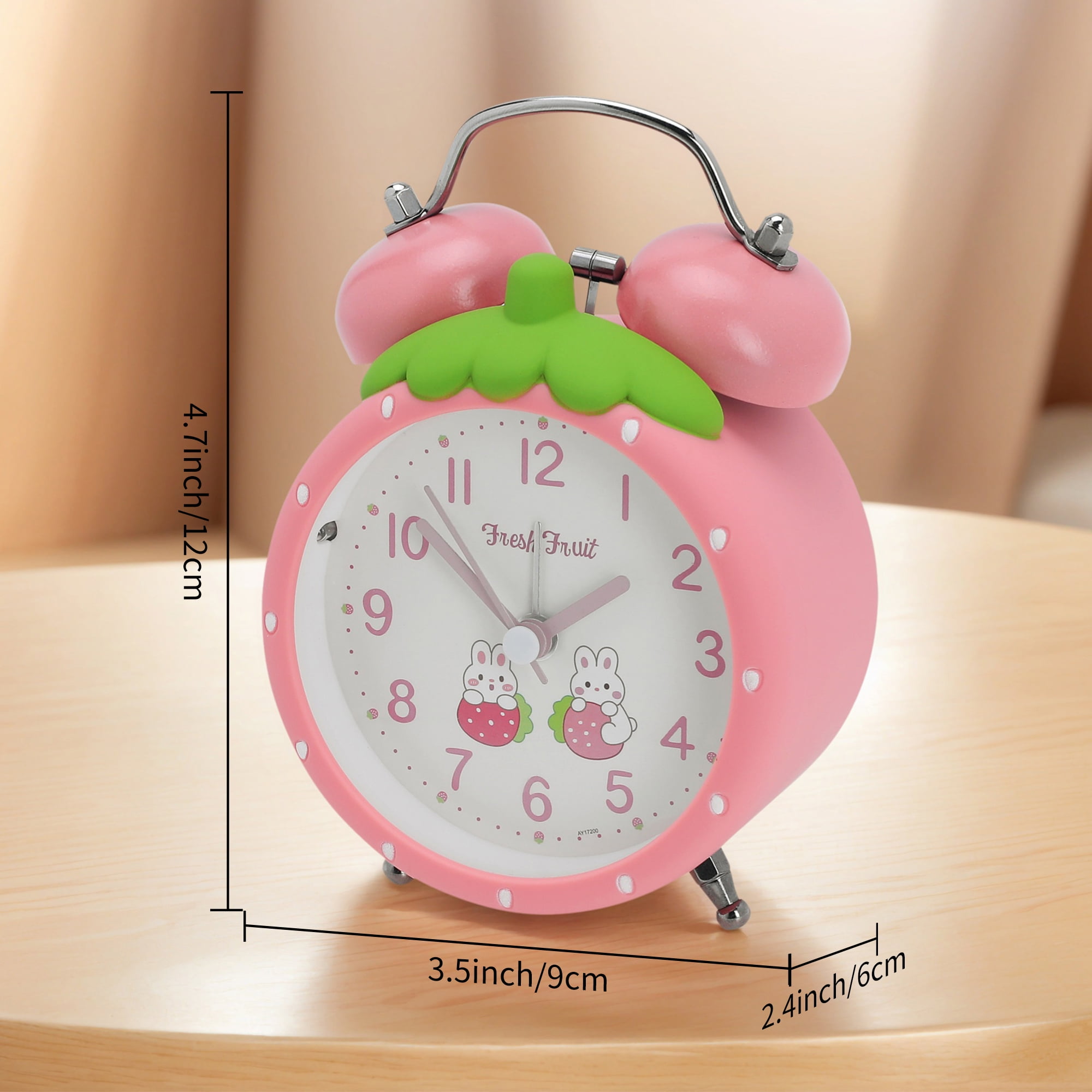 Unique Bargains Traditional Dual Bell Design Loud Alarm Light Pink 3.5"L x 2.4"W x 4.7"H