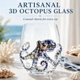 thumbnail image 4 of Artisanal Blue Ringed Octopus Glassware, 3D Octopuses Stemless Wine Glasses, Handcrafted Marine Animal Bar Glass for Coastal Home Decor Ocean Lovers, 4 of 9