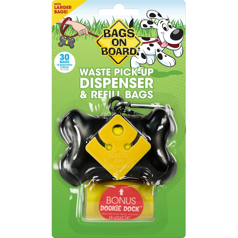 Bags on Board Dog Waste Bag Bone Dispenser with 30 Refill Bags