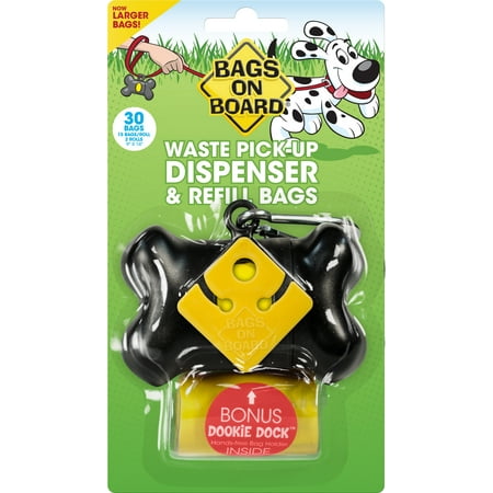 UPC: 0632039104000 | Bags on Board Dog Waste Bag Bone Dispenser in Black with 30 Refill Bags