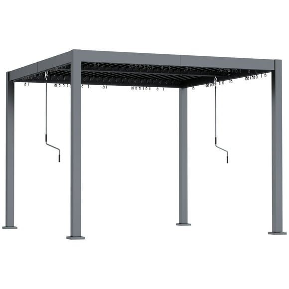 Outsunny 10' x 10' Louvered Pergola with Adjustable Roof & Aluminum Frame