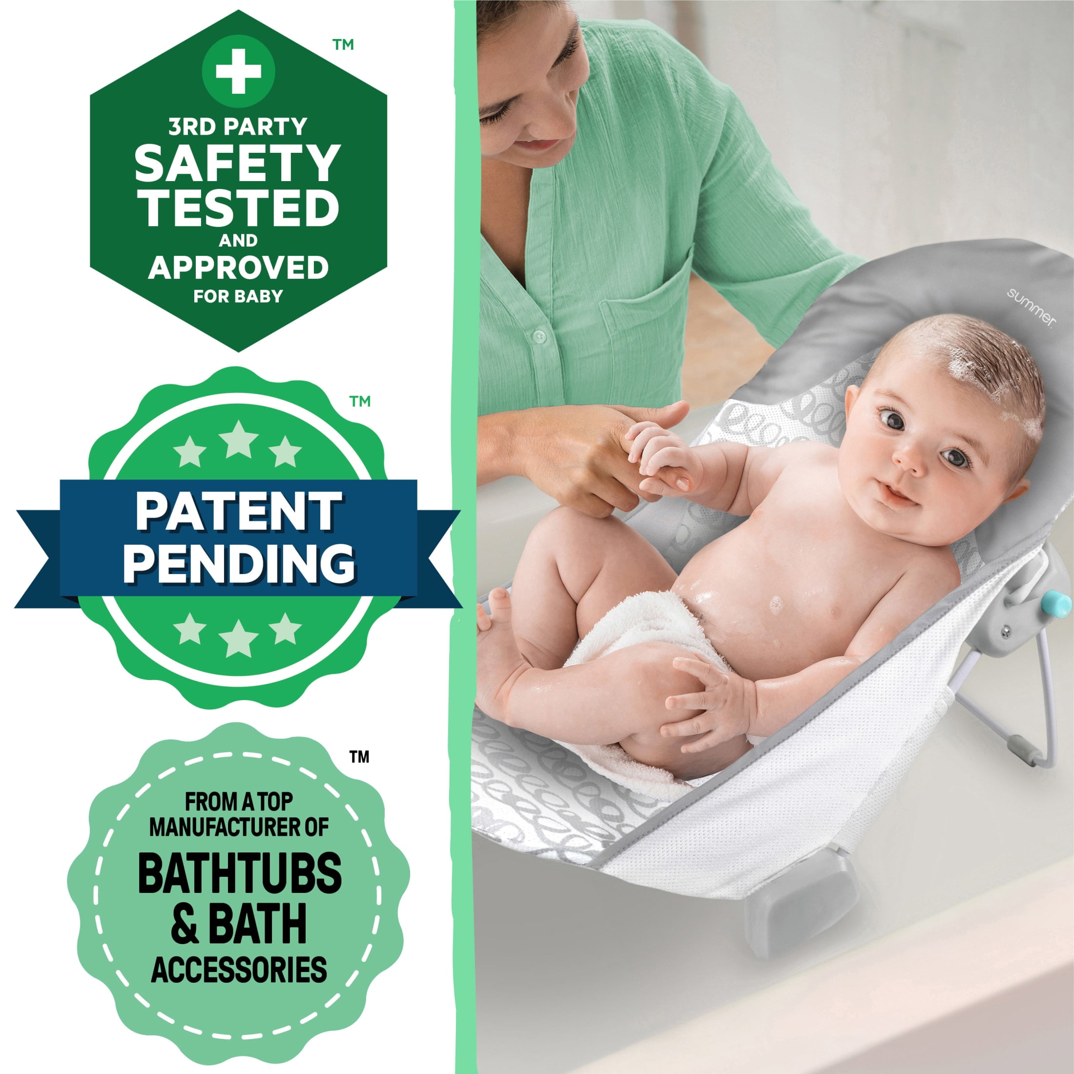 Ingenuity Foldaway 2-Position Baby Bather, Gray, Unisex