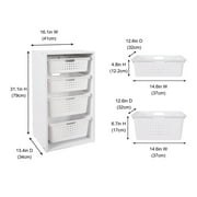 Your Zone Kids Sliding Bin Organizer with 4 Storage Bins, White