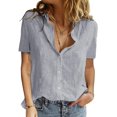 thumbnail image 1 of Chemises à Manches Ballon Casual V Neck pour Femmes Tops, 1 of 4