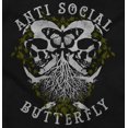 thumbnail image 2 of Anti Social Butterfly Skull Tattoo Plus Size Long Sleeve Graphic Tee Shirt Brisco Brands 2X, 2 of 5