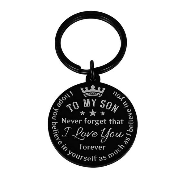 LOLIPPYY Blessing Keychain Stainless Steel Pendant Inspirational Gift for Son, 0.5 Inch Decorative Charm