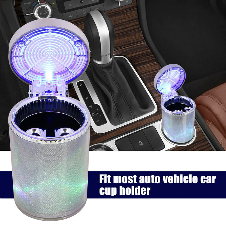 TSV LED Car Ashtray, Portable Auto Ashtray with Lid, Mini Car Trash Can,  Detachable Stainless Steel Smokeless Ash Tray with LED Blue Light, for Car  Cup Holder, Air Vent, Home Office Travel 