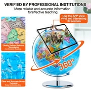 TJT 3D AR Educational World Globe, 10 Interactive Globe for Kids with Metal Stand , Earth Globes for Adults, LED Illuminated Night Lighting Gift