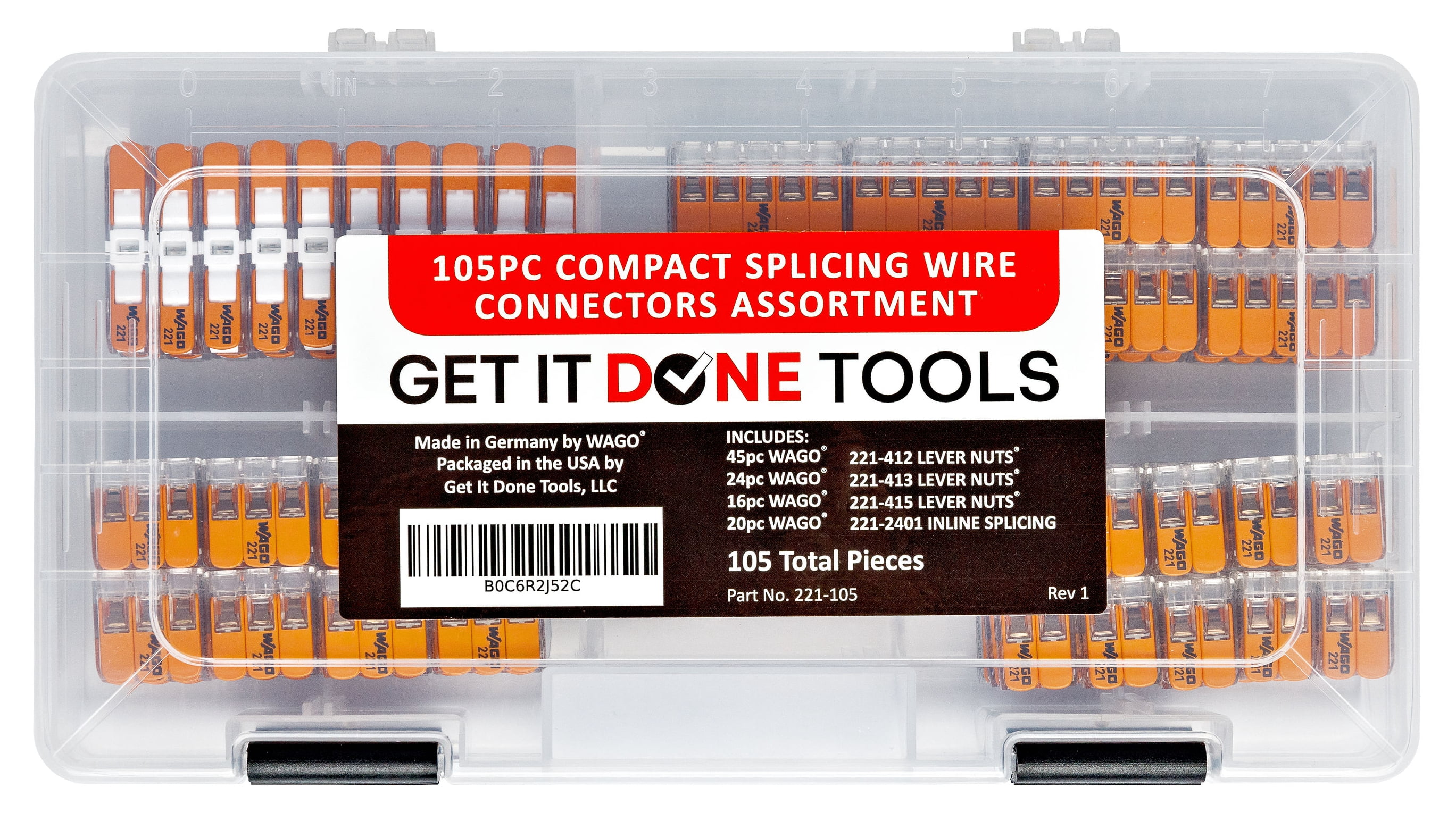 WAGO 221 Series 105pc Lever Nuts Wire Connector Assortment with Case