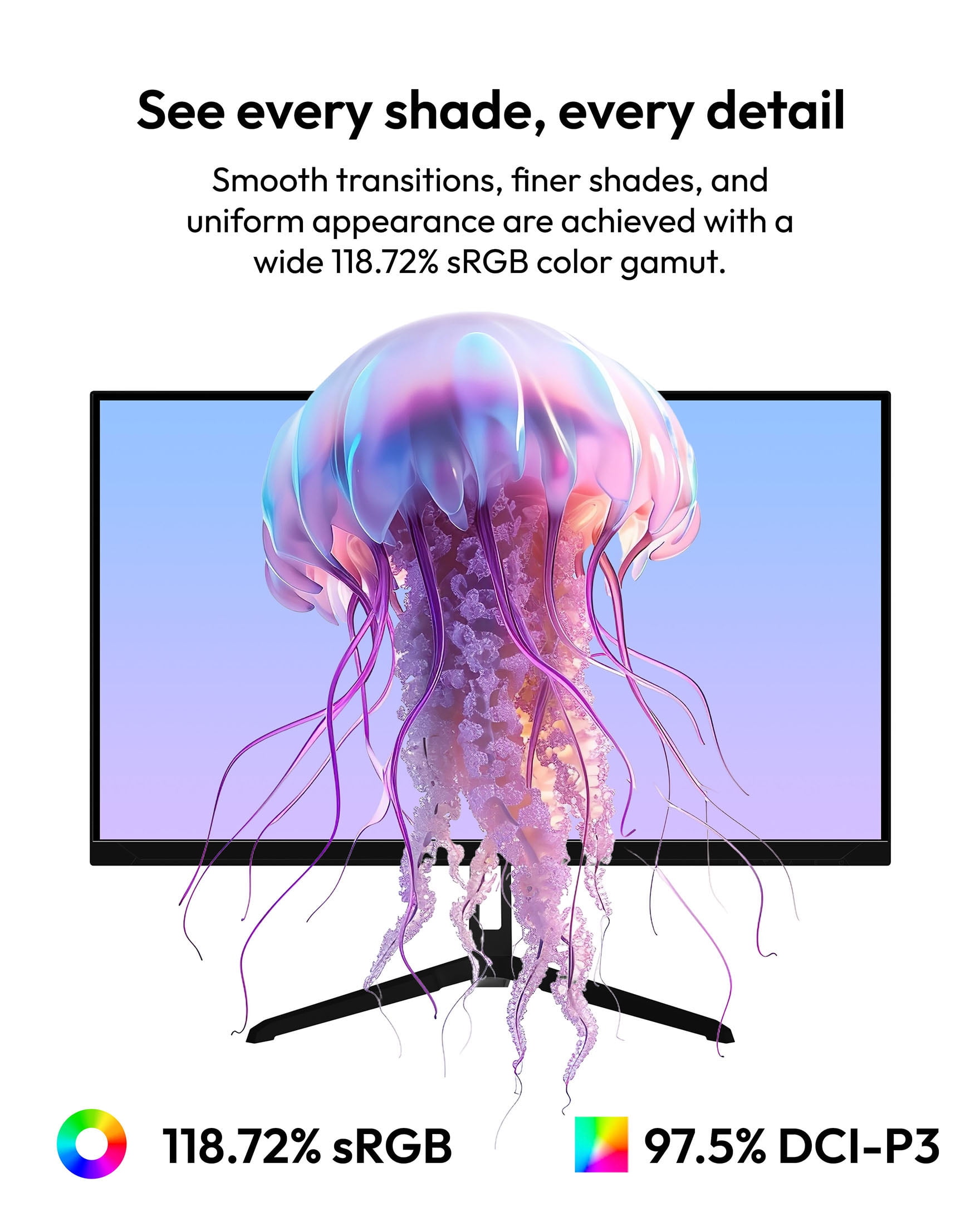 Pixio PX275 Wave 27 inch 100Hz Refresh Rate QHD 1440p Resolution IPS Panel 1ms MPRT Response Time Gaming Monitor with Adaptive Sync