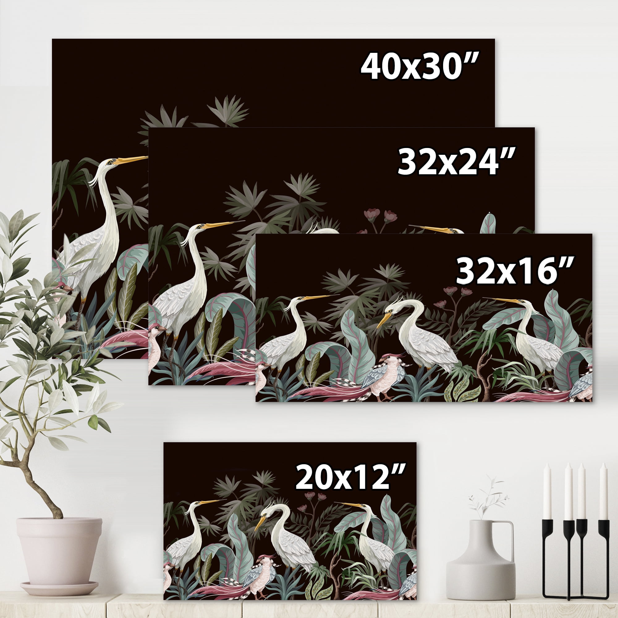 Designart ' Chinoiserie With Peonies and Birds III ' Traditional Canvas Wall Art Print
