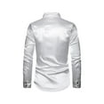 thumbnail image 3 of FOCUSNORM Men's Shirt Shiny Sequins Design Silk Like Satin Button Up Disco Party Dress Shirts, 3 of 6