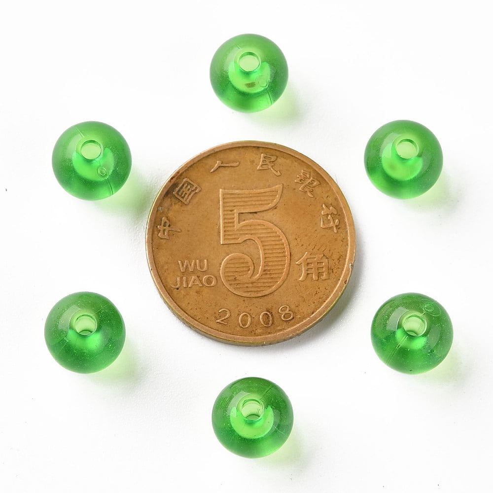 500g Transparent Acrylic Beads Round Lawn Green 8x7mm Hole: 2mm 1745pcs/500g