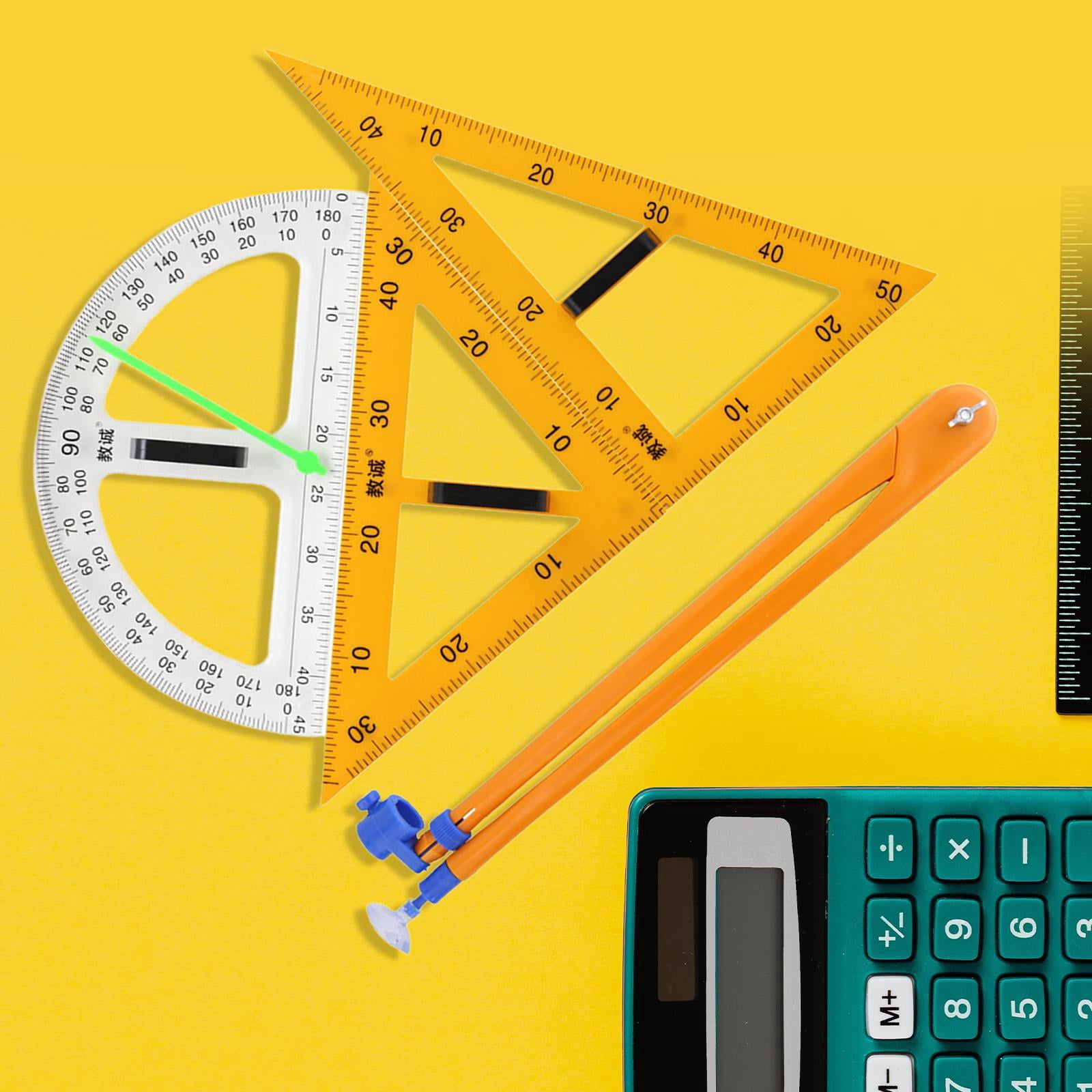 4x Large Math Geometry Rulers Large Number Set Protractor Ruler Teaching Supplies for Classroom Blackboard Teachers White Board Engineering