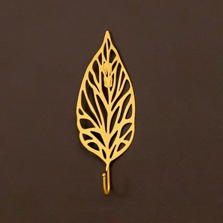 

Feiboyy Decorative Leaf Iron Hook Oversized Modern Key Holder Wall Mounted Gold Single Hanger For Hallway Living Room