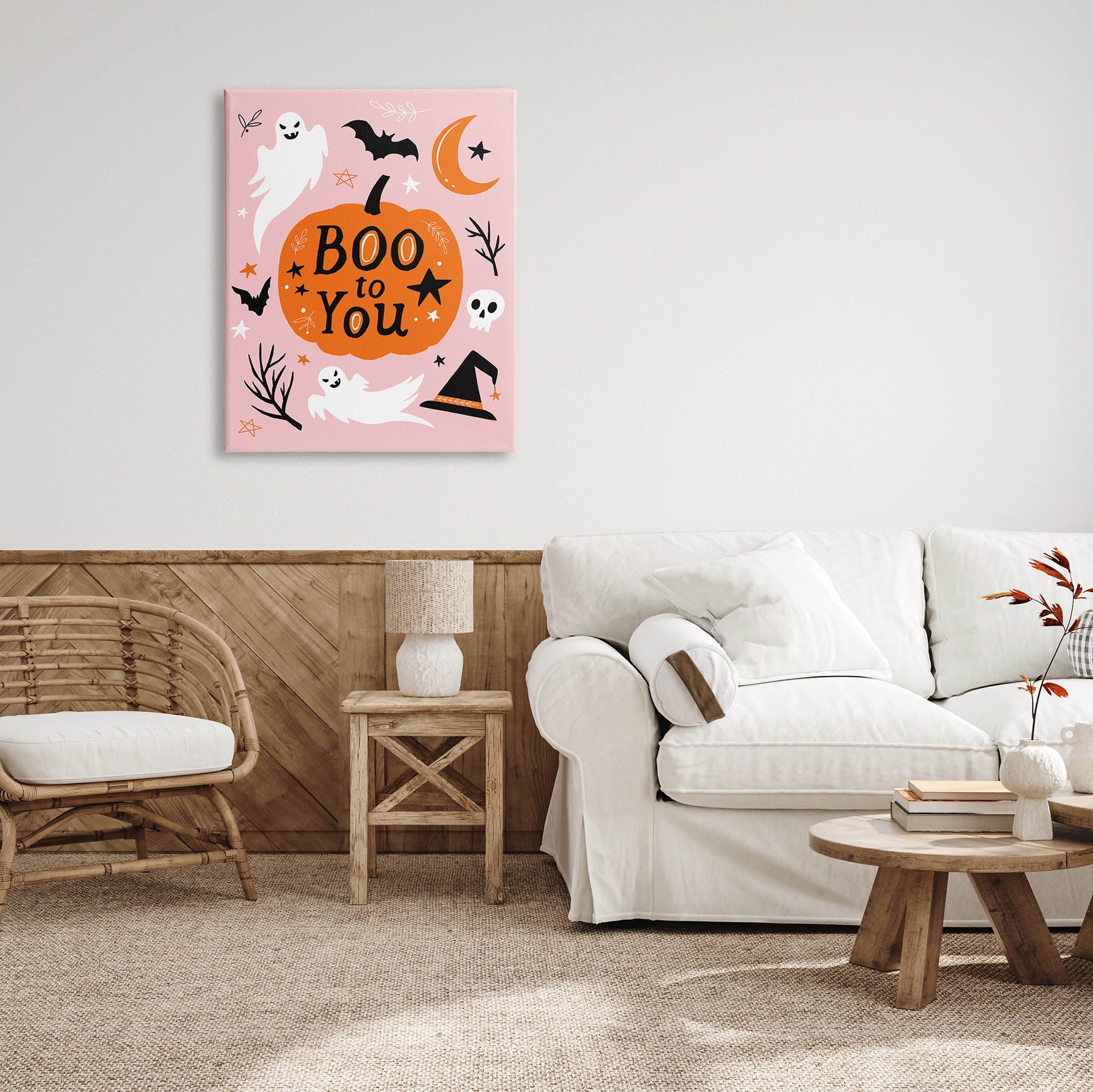 Stupell Industries Boo to You Halloween Elements Graphic Art Gallery Wrapped Canvas Print Wall Art, Design by Nina Seven