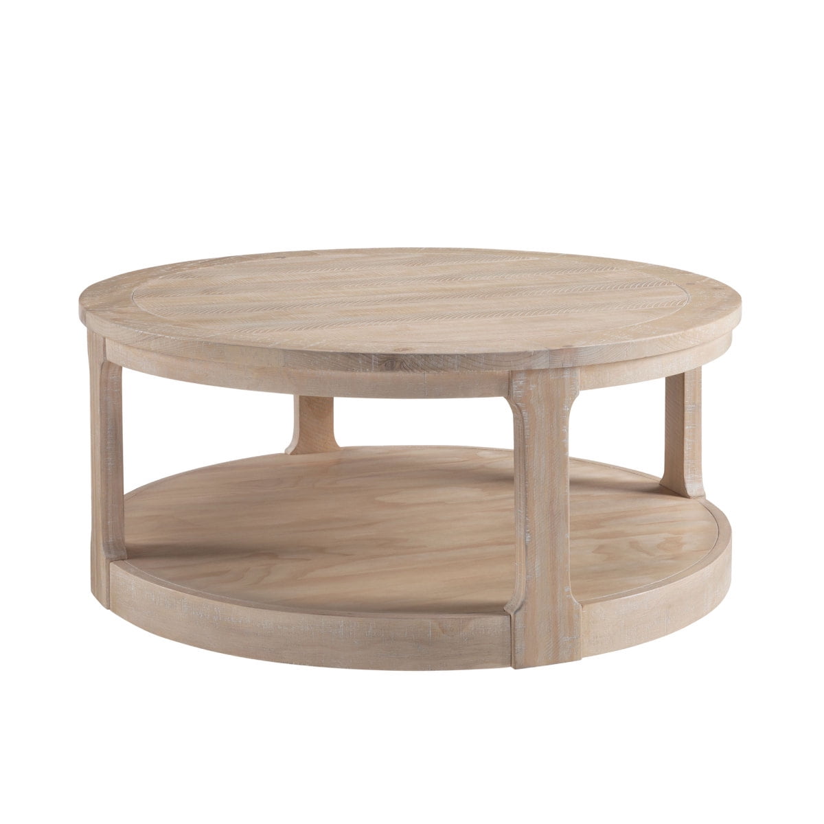 40inch Large Curved 2 Tier Traditional Round Circle Wooden Center Coffee Table,Rounded Table with Wheels,Mid Century Rustic Style Table for living Room,Office,Apartment,OAK