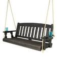 thumbnail image 2 of Amish Casual Heavy Duty 800 Lb Mission Treated Porch Swing with Hanging Chains (4 Foot, Semi-Solid Black Stain), 2 of 5