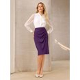 thumbnail image 2 of DARING DIVA Women's Ruched Bodycon Midi Pencil Skirt XL Purple, 2 of 7