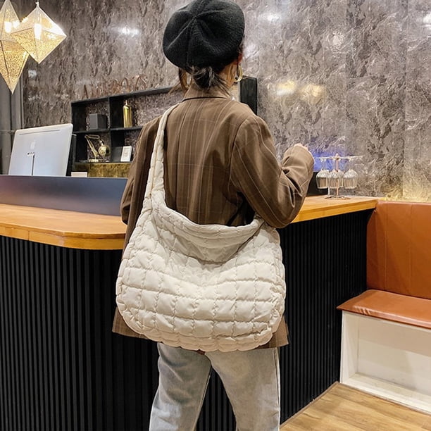 Bolso bandolera unisex de nailon acolchado Tainini, color blanco