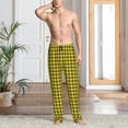 thumbnail image 5 of Uemuo Yellow Checkered Plaid Pattern Men's Wide Leg Palazzo Lounge Pants with Pockets Light Weight Loose Comfy Casual Pajama Pants-X-Large, 5 of 9