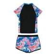 thumbnail image 3 of LIIPEE Girls Boys Swimwear Tie Dye Printed Round Neck Short Sleeve Swim Shirt Shorts Set Swimsuit Girl Trendy Beach Pool Summer Outings Bathing Suit,Black,8-9 Years, 3 of 5