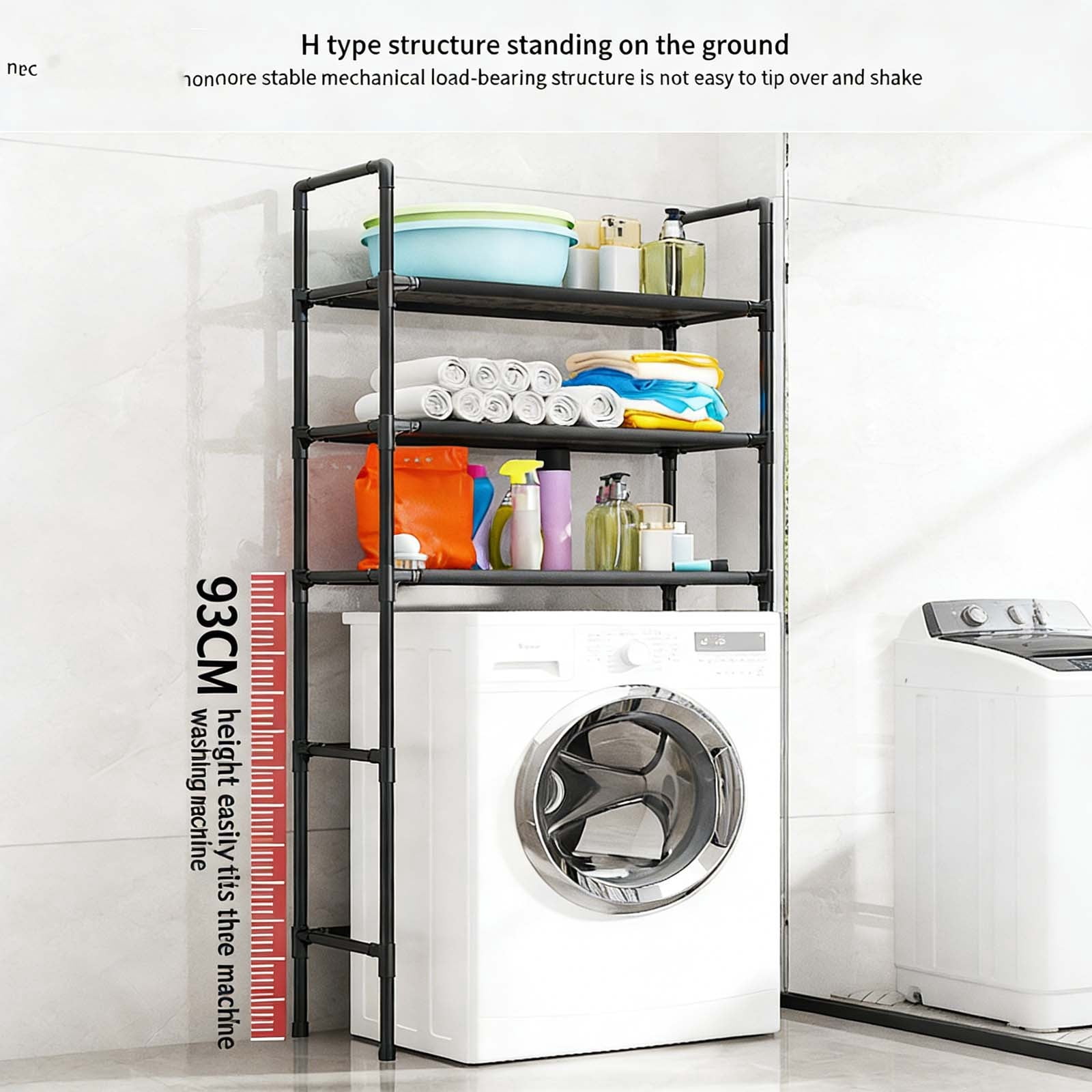 Over Washer and Dryer Storage Shelf - Portable Stacking Kit for Laundry Room, Over Toilet Bathroom Organizer & Above Toilet Storage Shelf