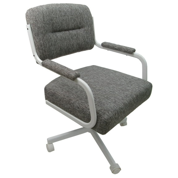M-110 Swivel Dining Chair on Wheels - Grey on White