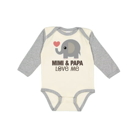 

Inktastic Mimi and Papa Love Me Elephant Gift Baby Boy or Baby Girl Long Sleeve Bodysuit
