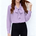 thumbnail image 6 of Olyvenn Women's Bow Tie Neck Blouse 2026 Long Sleeve Work Shirt for Office Business Professional Dressy Casual Tops Hot Pink S, 6 of 6