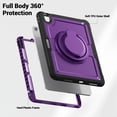 thumbnail image 2 of Shockproof Case for Apple iPad Air 11 Inch M3 M2 2025/2024, Rugged Hybrid Protective Cover with Pencil Holder & Shoulder Strap Kids Friendly Rotating Kickstand Case for iPad Air 11 Inch, Purple, 2 of 9