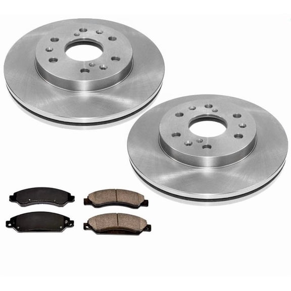 for 05-07 Silverado 1500 Ft Brake Rotors Ceramic Pads NO H/D W/ Rear Drum Brakes