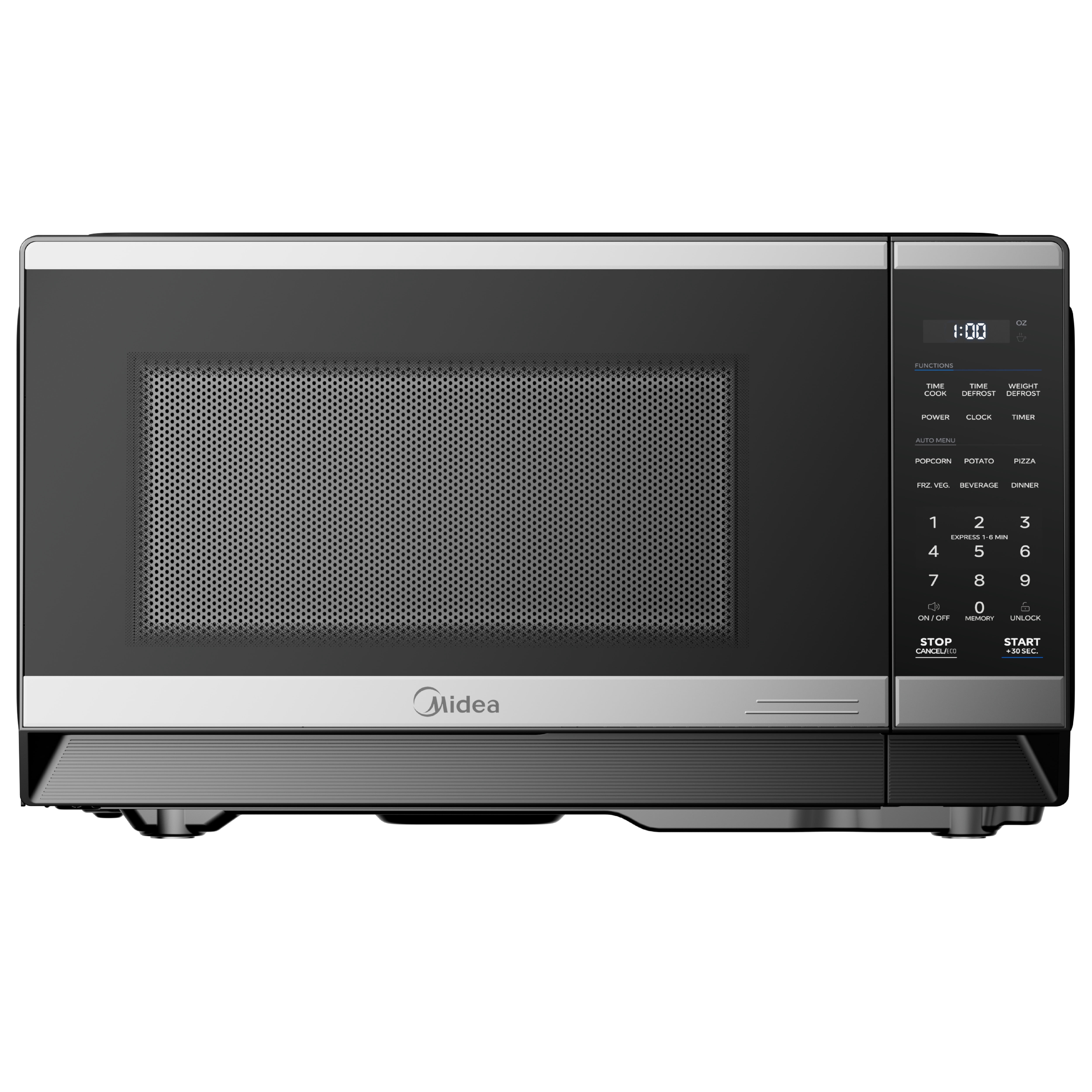 Midea 1.1 Cu. Ft. Countertop Microwave Oven, 1000W, Compact Microwave for Dorm, Office, Kitchen, Stainless Steel