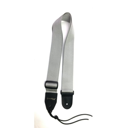 - Guitar Strap SILVER GRAY Nylon Solid Leather Ends Fits All Acoustic Electric & Bass Guitars And Mandolins Made In USA Since 1978