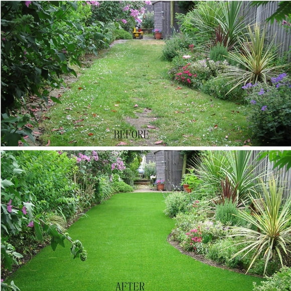 MONSLIPA Artificial Grass Turf Lawn 10x6.5FT, Outdoor Landscape Realistic Synthetic Grass Mat Fake Grass Rug