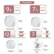VEWEET 30-Piece Porcelain Dinnerware Sets, Ivory White Dinner Set, Service for 6