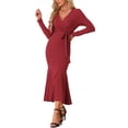 thumbnail image 4 of INSPIRE CHIC Bodycon Long Maxi Dresses for with Belt Sexy Floor Length Fishtail Mermaid Dress, 4 of 5