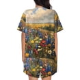 thumbnail image 4 of Womens Pajama Sets With Pocket, Vibrant Wildflower Meadow Lounge Sets Short Sleeve Sleepwear PJ Sets for Women, 4 of 6