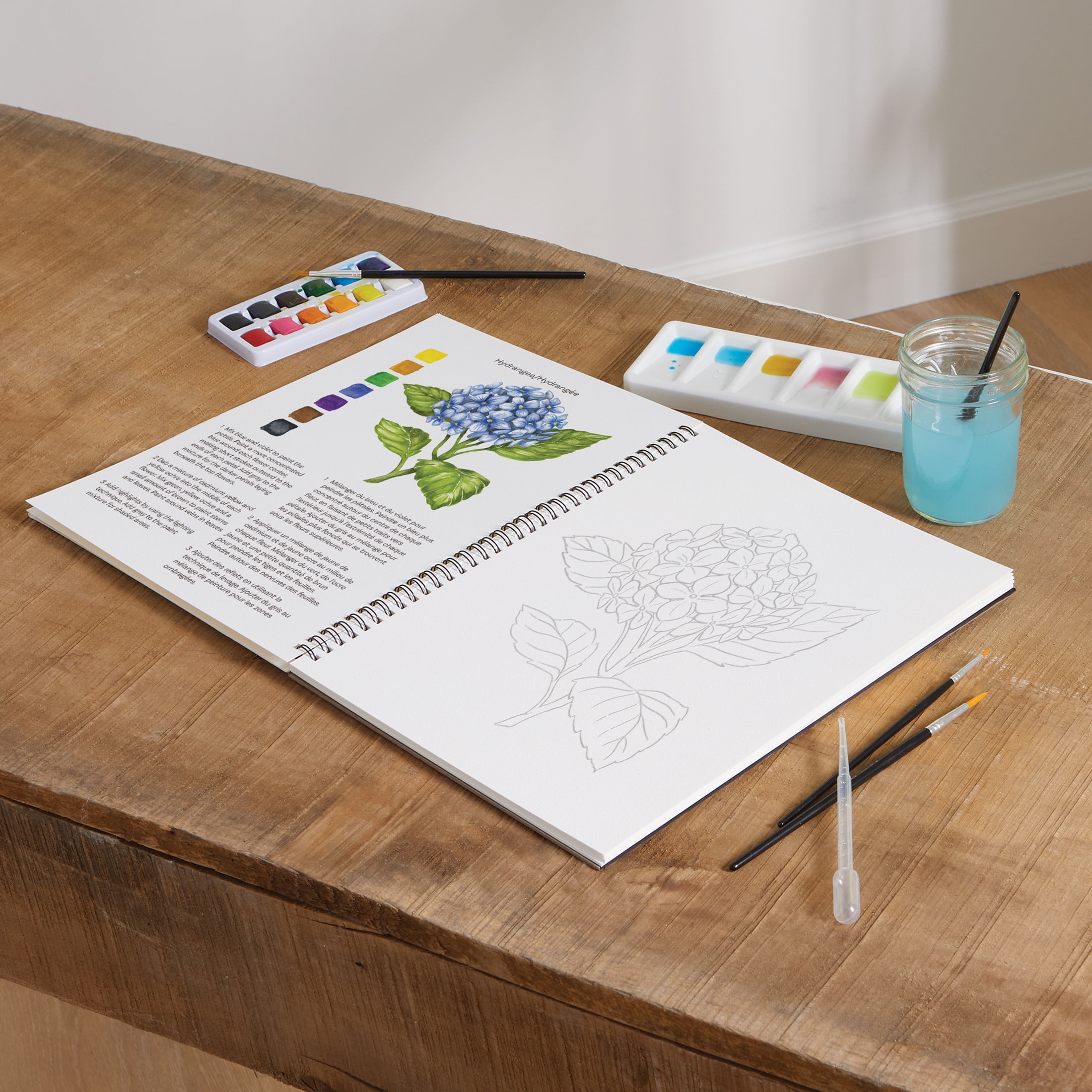 Watercolor Painting Technique Set by Artist's Loft - Includes Workbook - Paint - Crayons - and Brushes - 1 Set