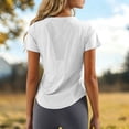 thumbnail image 5 of LiuXxxx Women's Lightweight Breathable Slim Fit Athletic Short Sleeve Yoga Running Top White S, 5 of 6