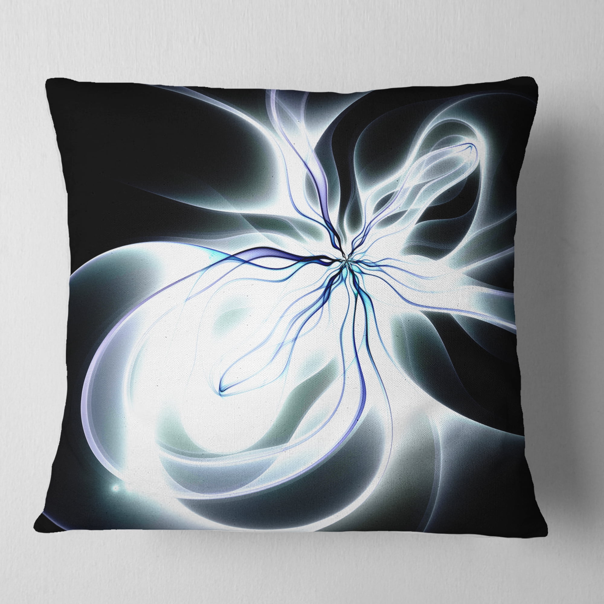 Designart White Symmetrical Fractal Flower - Abstract Throw Pillow - 18x18