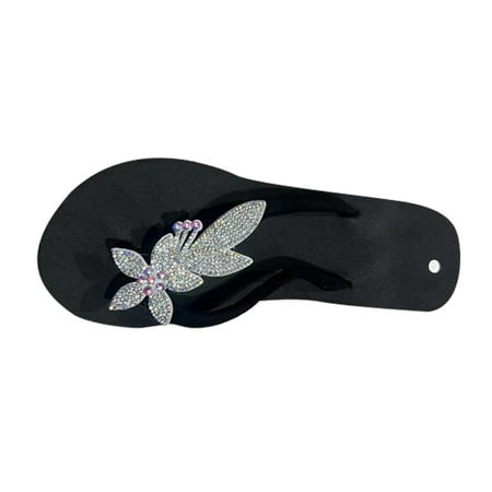 

Lovskoo 2024 Women s Flip-Flop Slippers Summer Beach Rhinestones Trendy Platform Sandals White