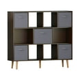 thumbnail image 3 of Zimtown 11-Cube Bookcase and Bookshelf, 42.1''H Free Standing Storage Organizer with 5 Fabric Bins for Living Room, Bedroom, Office, Brown, 3 of 3