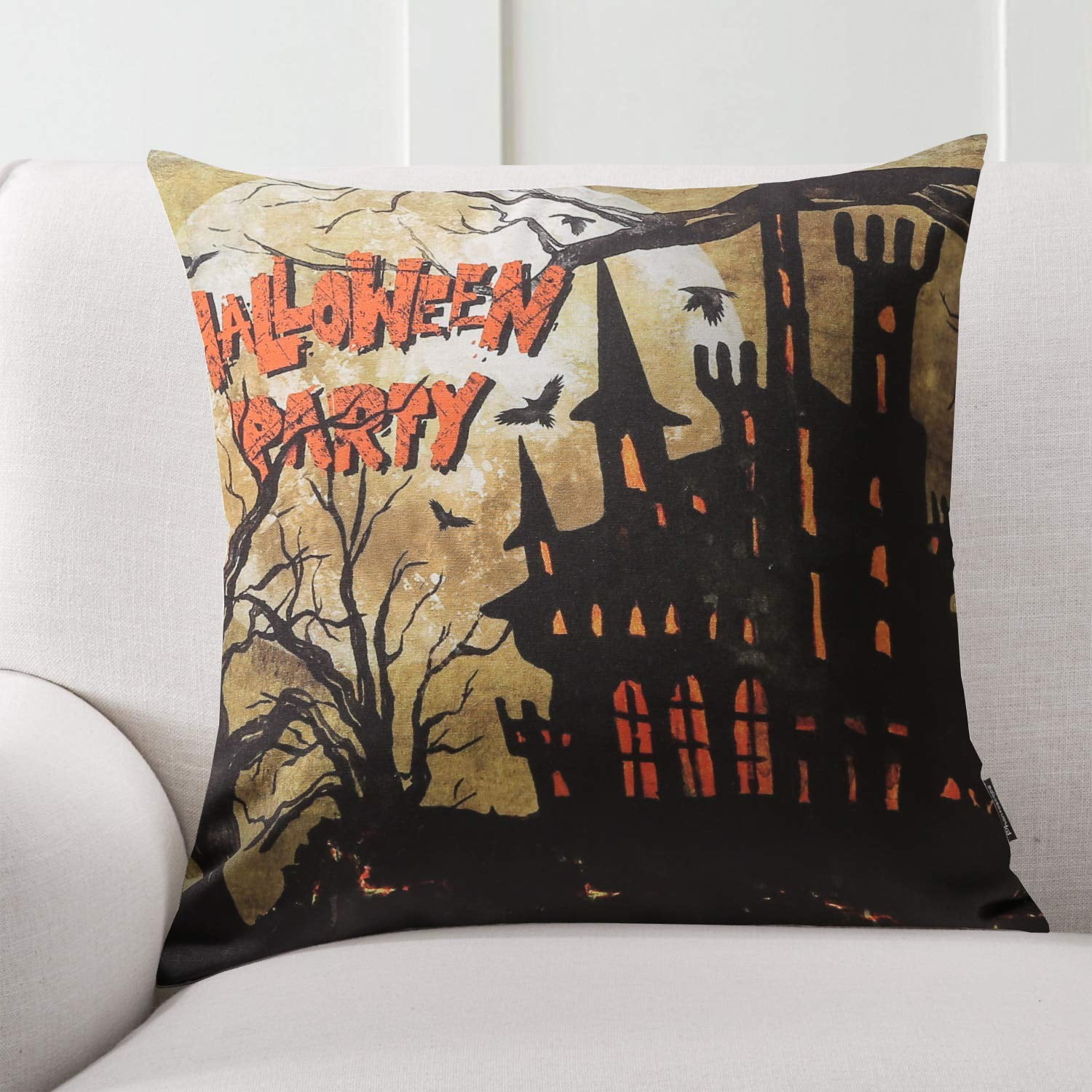 Phantoscope Halloween Collection Decorative Throw Pillow, 18" x 18", Night Crow, 4 Pack