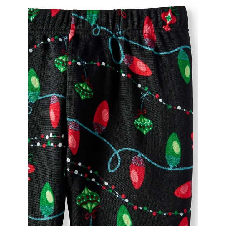 Terra & Sky Women's Plus Size Printed Holiday Super Soft Fleece Lined  Leggings, 2-Pack 