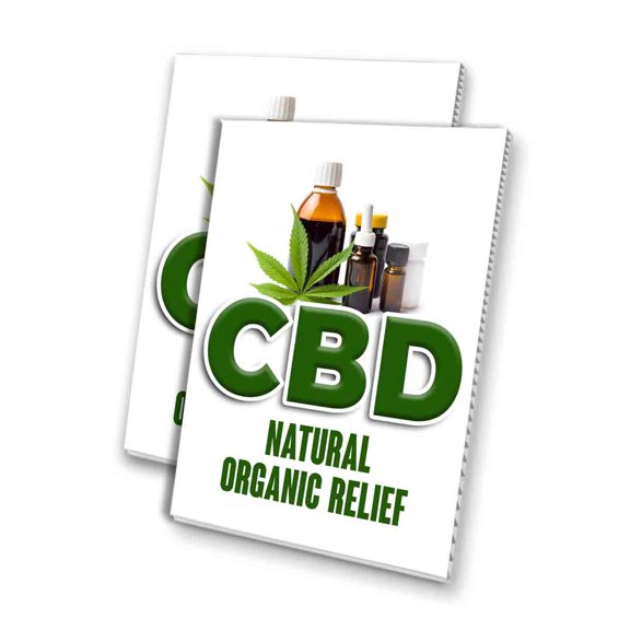 CBD Natural Organic Relief (24" X 36") 4mm Corrugated Plastic Panel, Graphics Applied To 1 Side (Pk of 2)